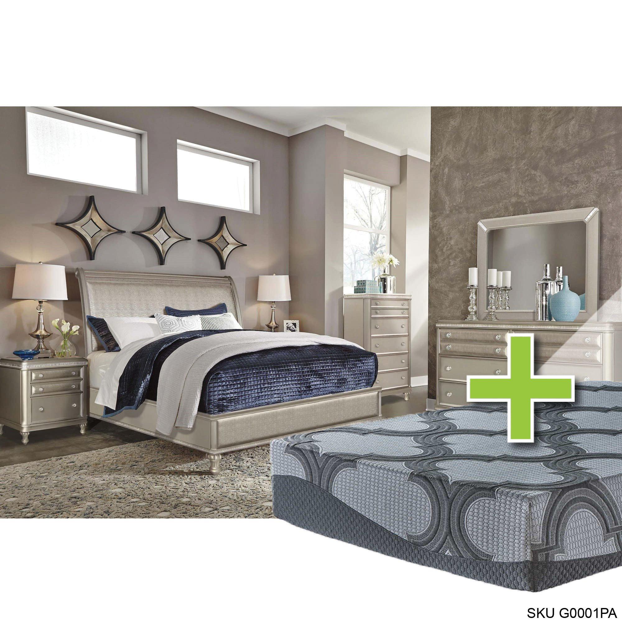 Rent to Own Riversedge Furniture Glam II 6 Piece King Bedroom Set w/ Summit Elite Tight Top